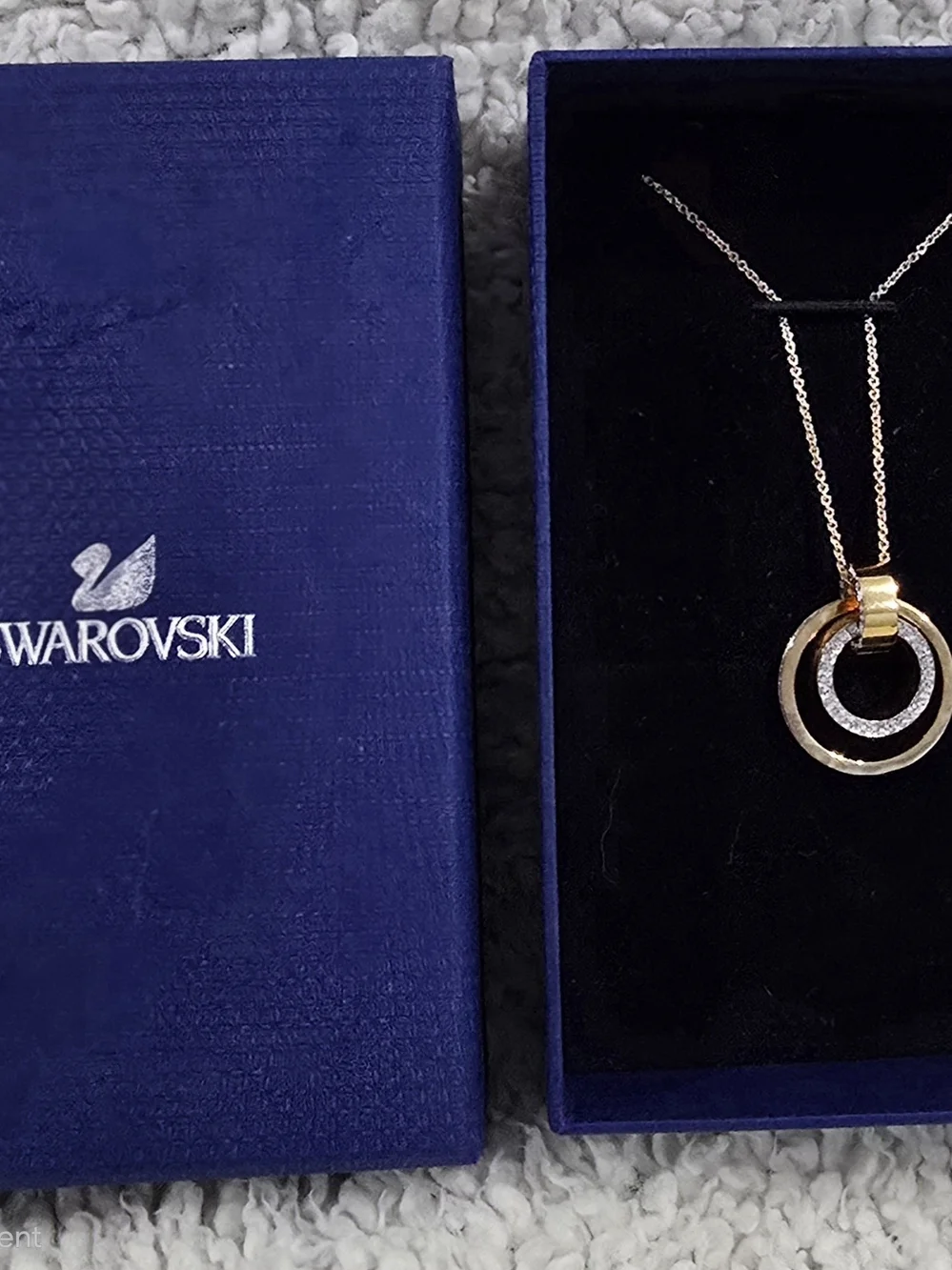 Swarovski Rose Gold and Silver Interlocking Circle Pendant Necklace